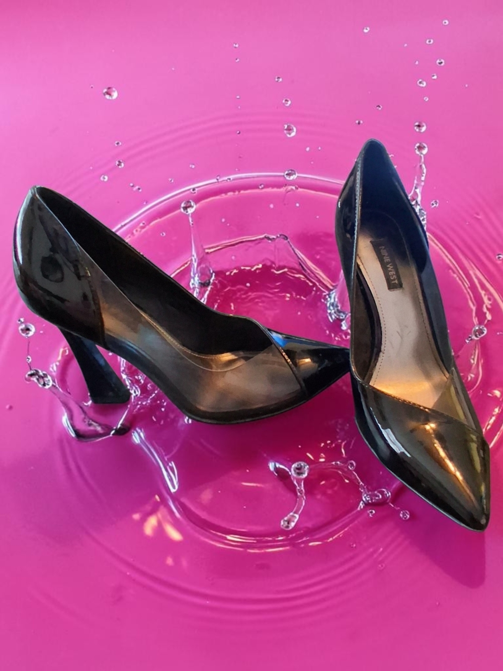 Nine West Black Patent Pointed-Toe Pumps Womens Shoes Size 8 Strong Work Casual